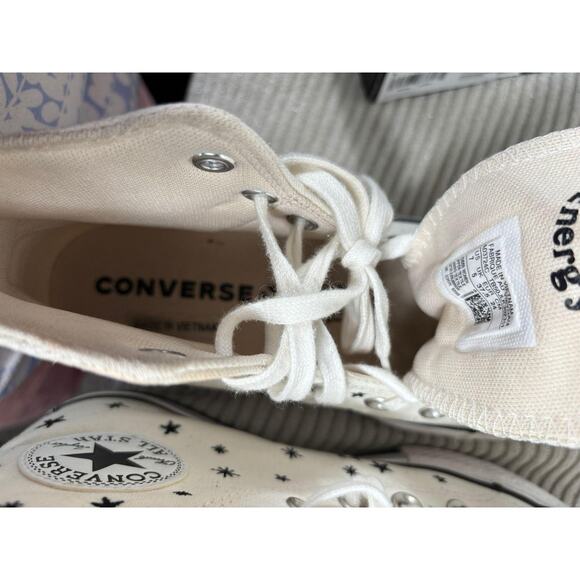 Converse Chuck Taylor All Star Lift Shoes Womens Size 7 Egret Star Print Hi Top - Picture 8 of 11